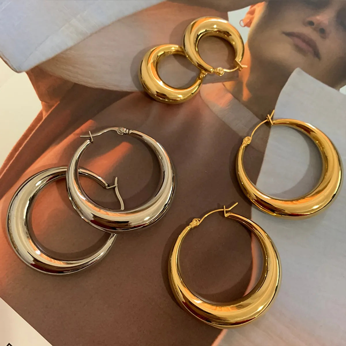 Retro Geometric Copper Hoop Earrings Plating Copper Earrings