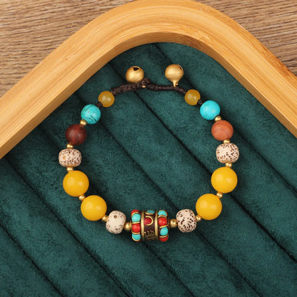 Retro Geometric Flower Alloy Natural Stone Unisex Nepal Bracelets