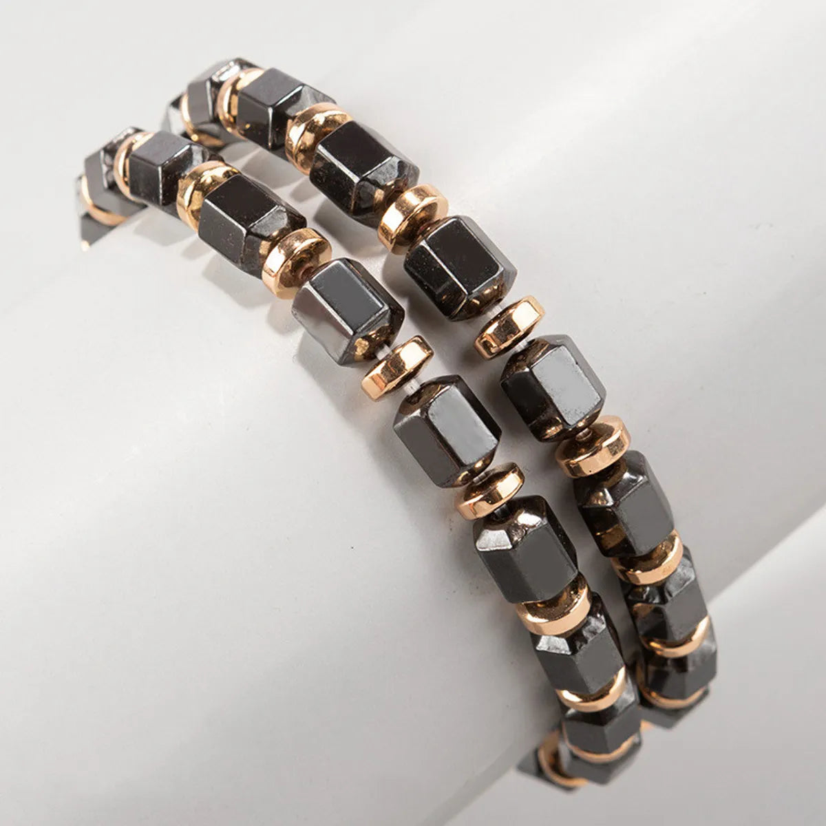 Retro Geometric Haematite Beaded Bracelets