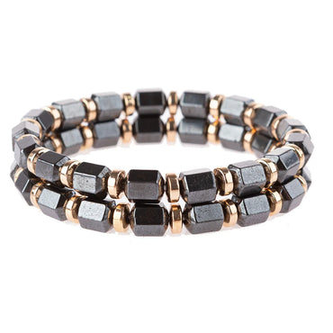 Retro Geometric Haematite Beaded Bracelets