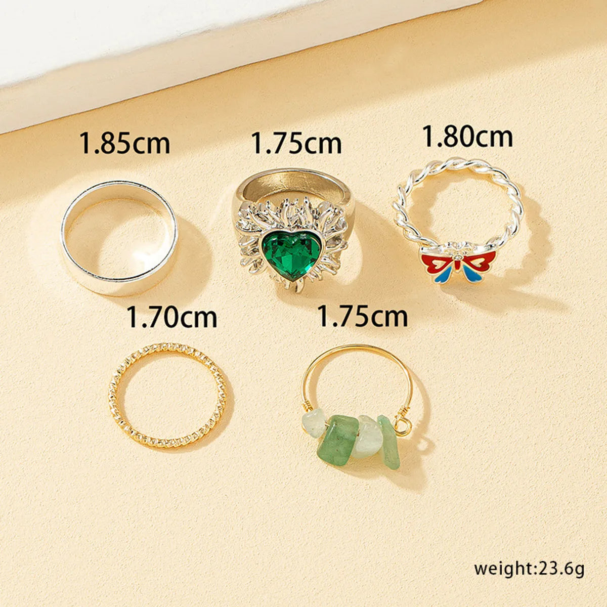 Retro Geometric Heart Shape Zircon Alloy Wholesale Rings