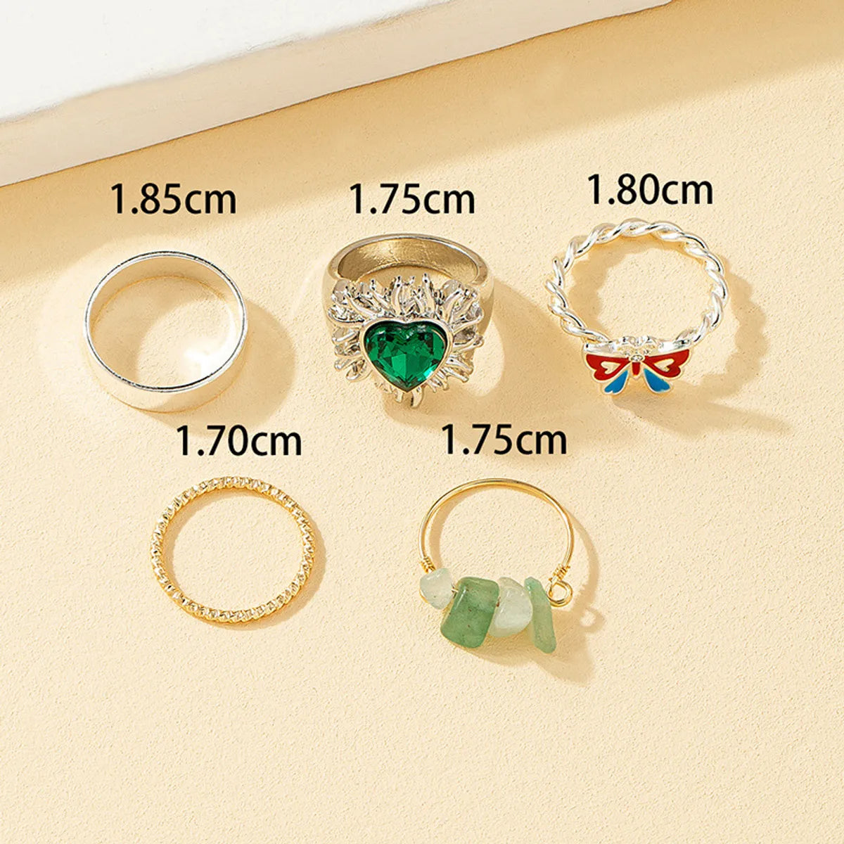 Retro Geometric Heart Shape Zircon Alloy Wholesale Rings