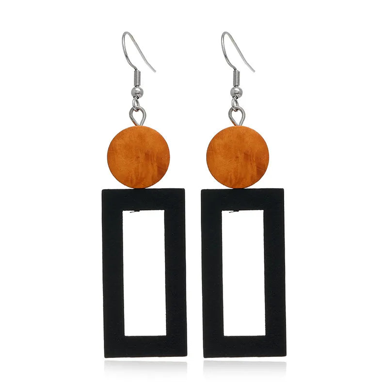 Retro Geometric Hollow Wooden Earrings Set Wholesale Nihaojewelry