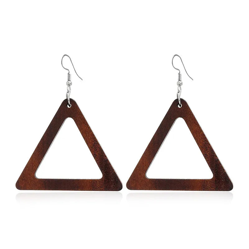 Retro Geometric Hollow Wooden Earrings Set Wholesale Nihaojewelry