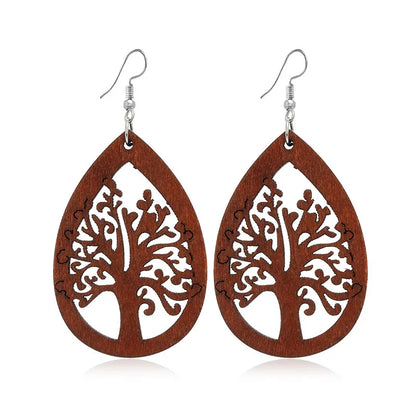 Retro Geometric Hollow Wooden Earrings Set Wholesale Nihaojewelry