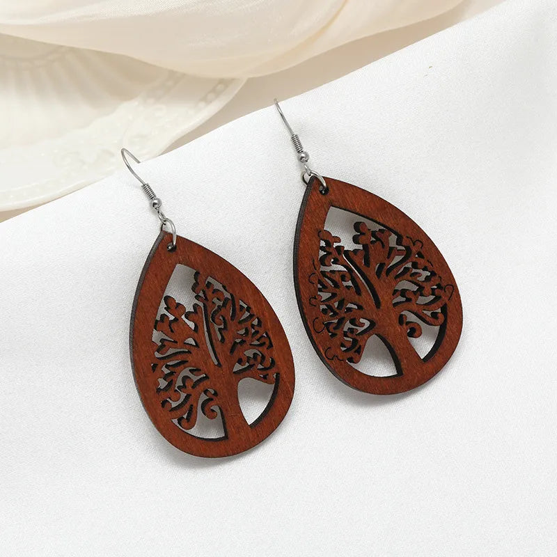 Retro Geometric Hollow Wooden Earrings Set Wholesale Nihaojewelry