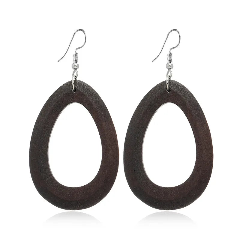 Retro Geometric Hollow Wooden Earrings Set Wholesale Nihaojewelry