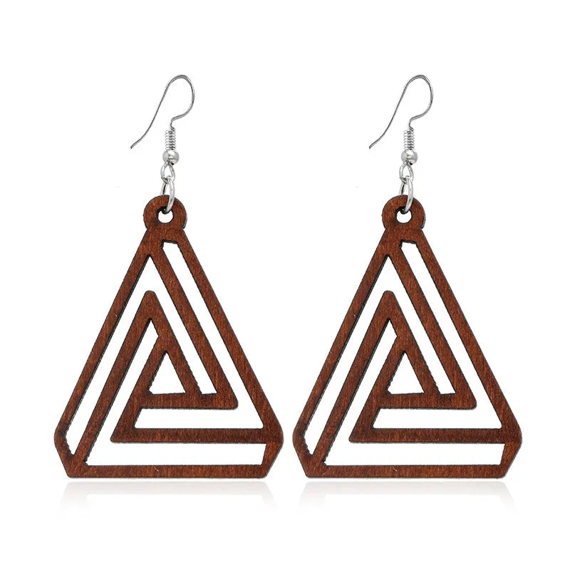 Retro Geometric Hollow Wooden Earrings Set Wholesale Nihaojewelry