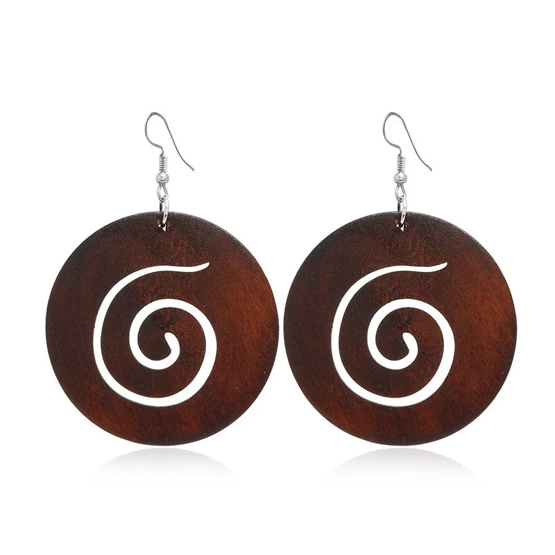 Retro Geometric Hollow Wooden Earrings Set Wholesale Nihaojewelry