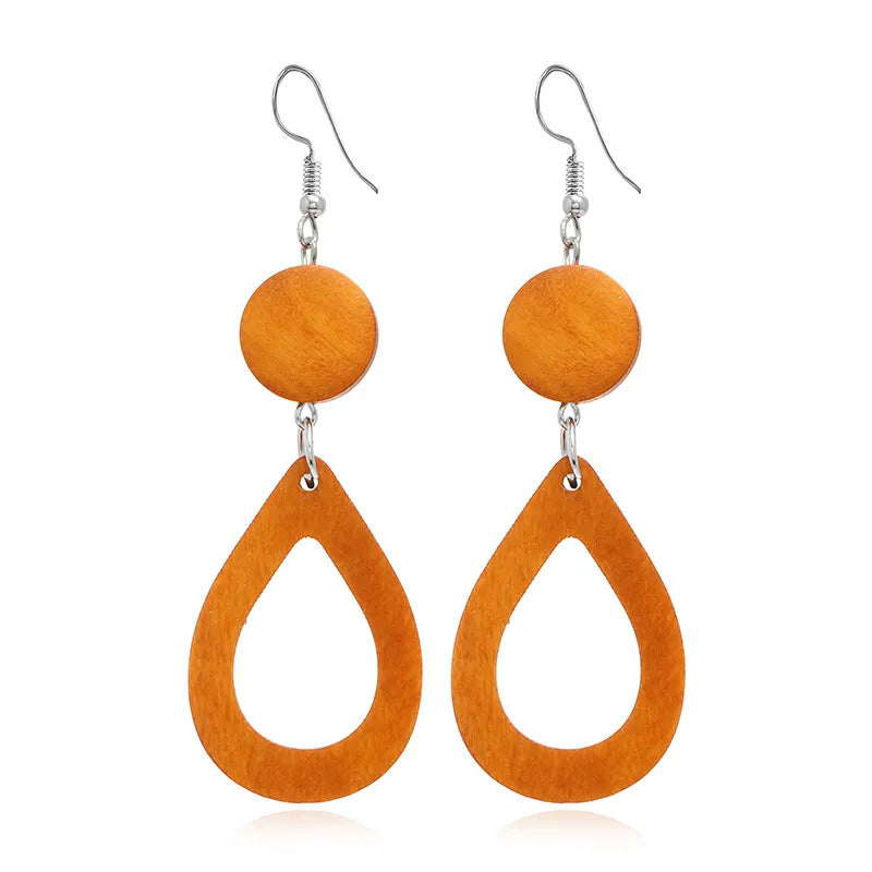 Retro Geometric Hollow Wooden Earrings Set Wholesale Nihaojewelry