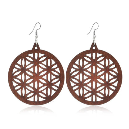 Retro Geometric Hollow Wooden Earrings Set Wholesale Nihaojewelry