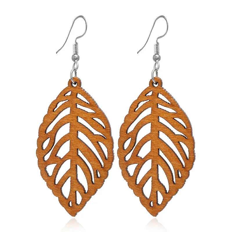 Retro Geometric Hollow Wooden Earrings Set Wholesale Nihaojewelry