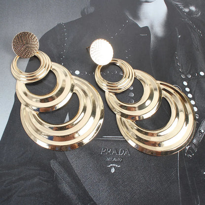 Retro Geometric Multilayer Metal Circle Earrings Creative Simple Earrings Wholesale Nihaojewelry