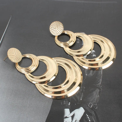 Retro Geometric Multilayer Metal Circle Earrings Creative Simple Earrings Wholesale Nihaojewelry