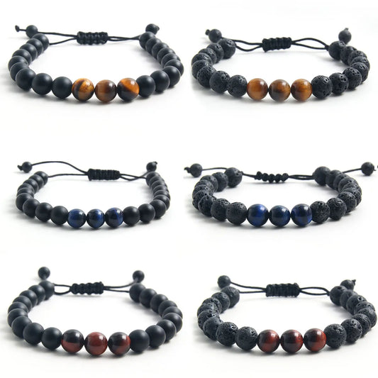 Retro Geometric Natural Stone Bracelets In Bulk