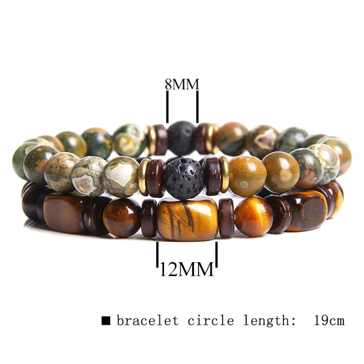 Retro Geometric Natural Stone Tiger Eye Men'S Bracelets