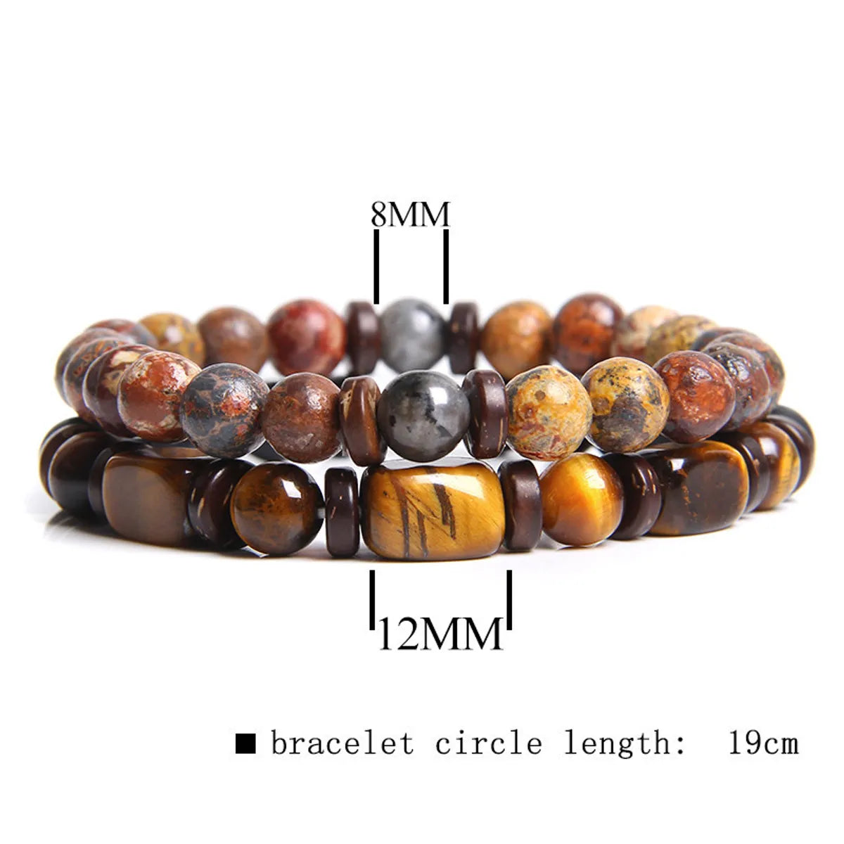 Retro Geometric Natural Stone Tiger Eye Men'S Bracelets