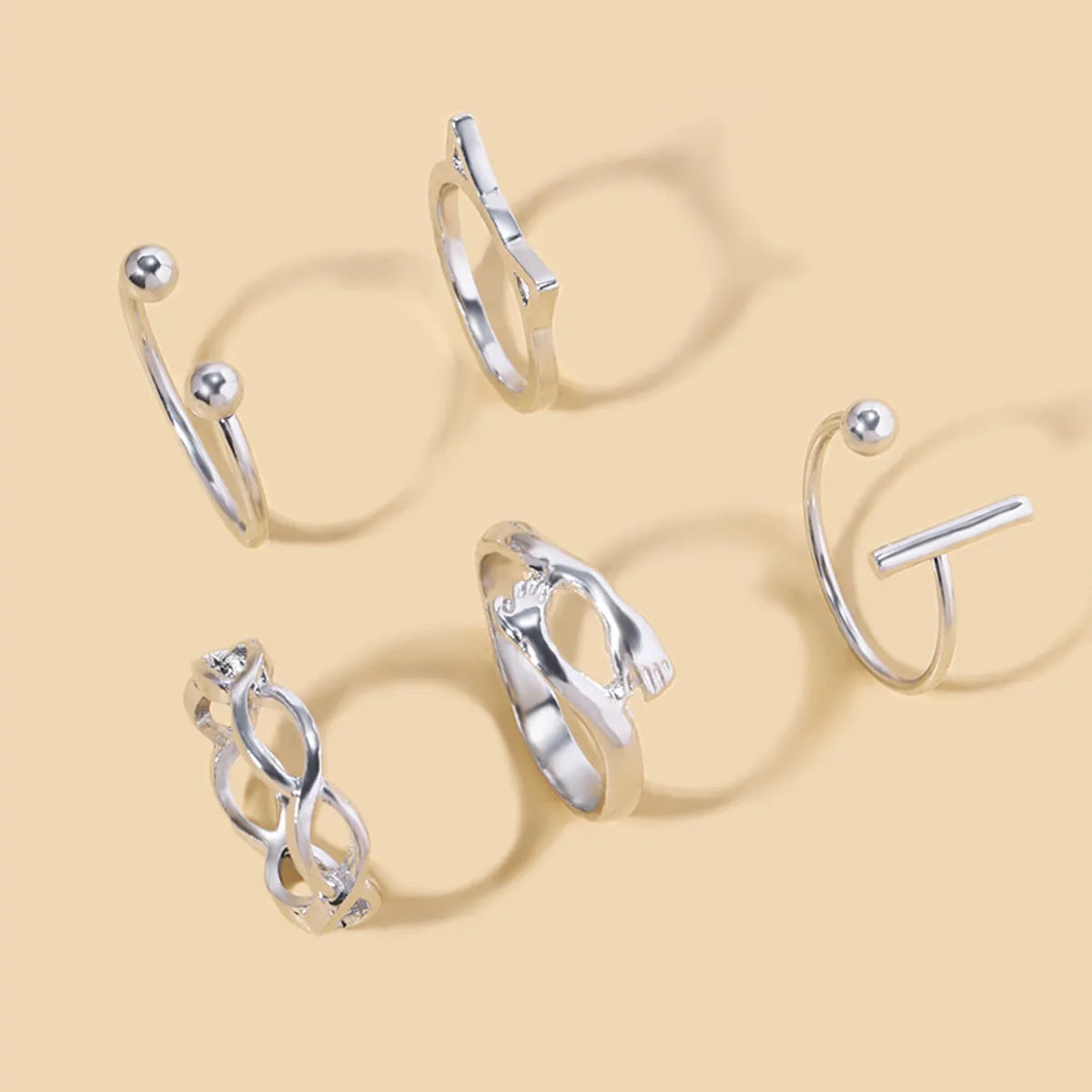 Retro Geometric Palm Alloy Women'S Rings 1 Set