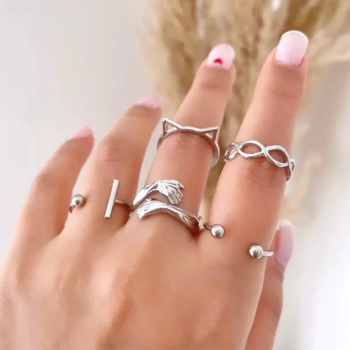 Retro Geometric Palm Alloy Women'S Rings 1 Set