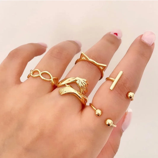 Retro Geometric Palm Alloy Women'S Rings 1 Set