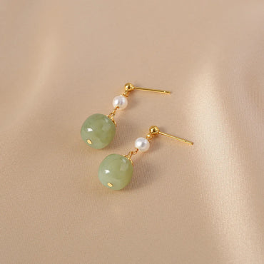 Retro Geometric Pearl Drop Earrings 1 Pair