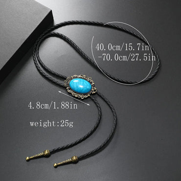 Retro Geometric Pu Leather Alloy Turquoise Unisex Bolo Tie Necklaces