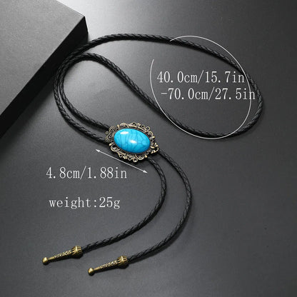 Retro Geometric Pu Leather Alloy Turquoise Unisex Bolo Tie Necklaces