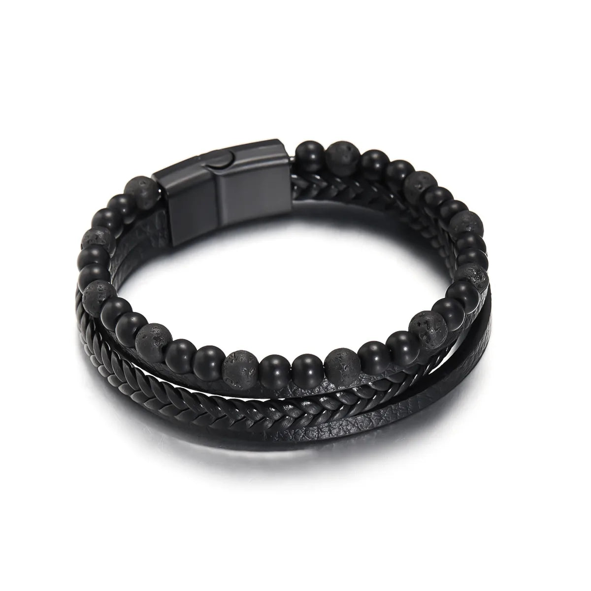 Retro Geometric Pu Leather Braid Men'S Bracelets