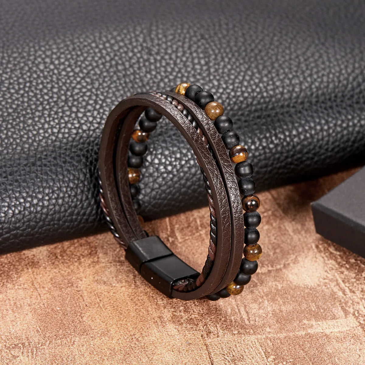 Retro Geometric Pu Leather Braid Men'S Bracelets