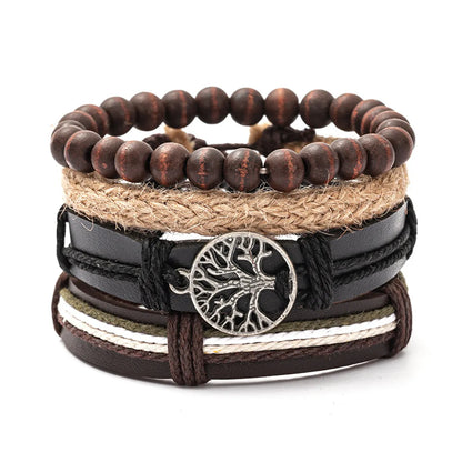 Retro Geometric Pu Leather Knitting Unisex Bracelets