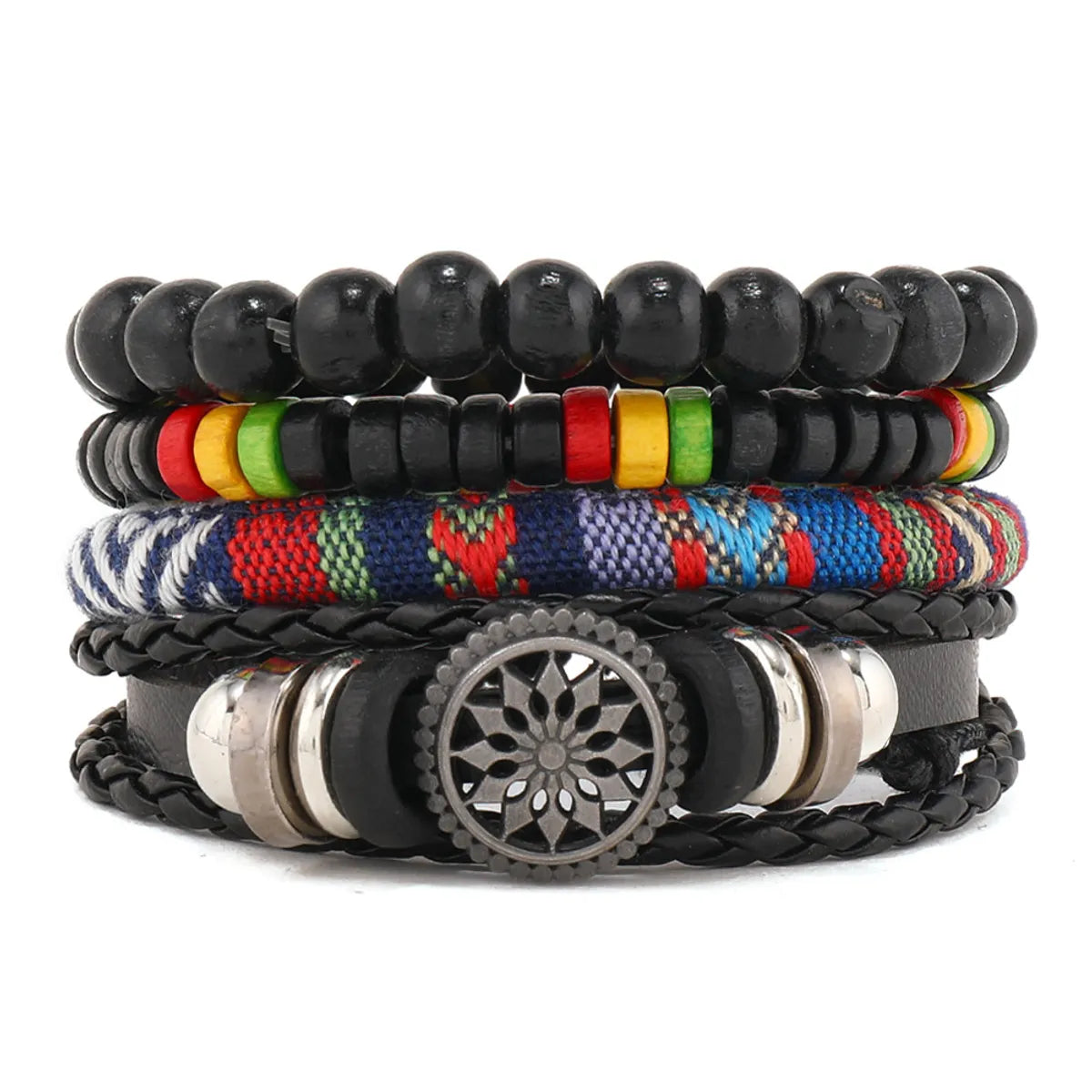 Retro Geometric Pu Leather Knitting Unisex Bracelets