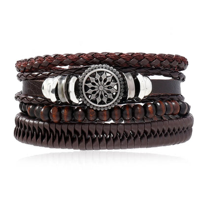 Retro Geometric Pu Leather Knitting Unisex Bracelets