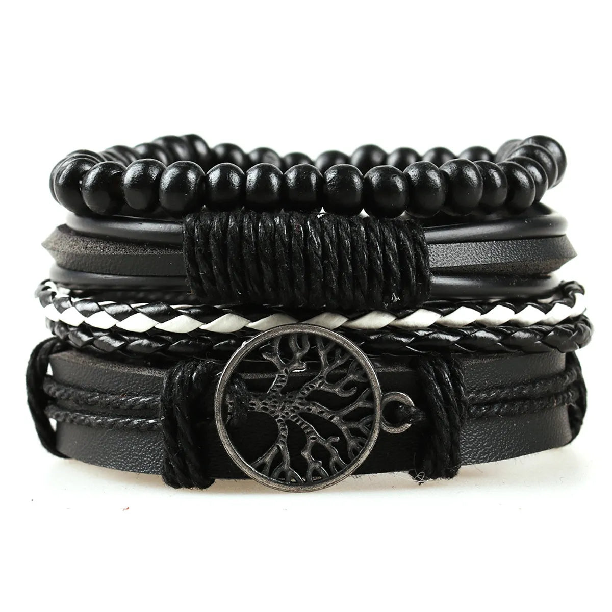 Retro Geometric Pu Leather Knitting Unisex Bracelets