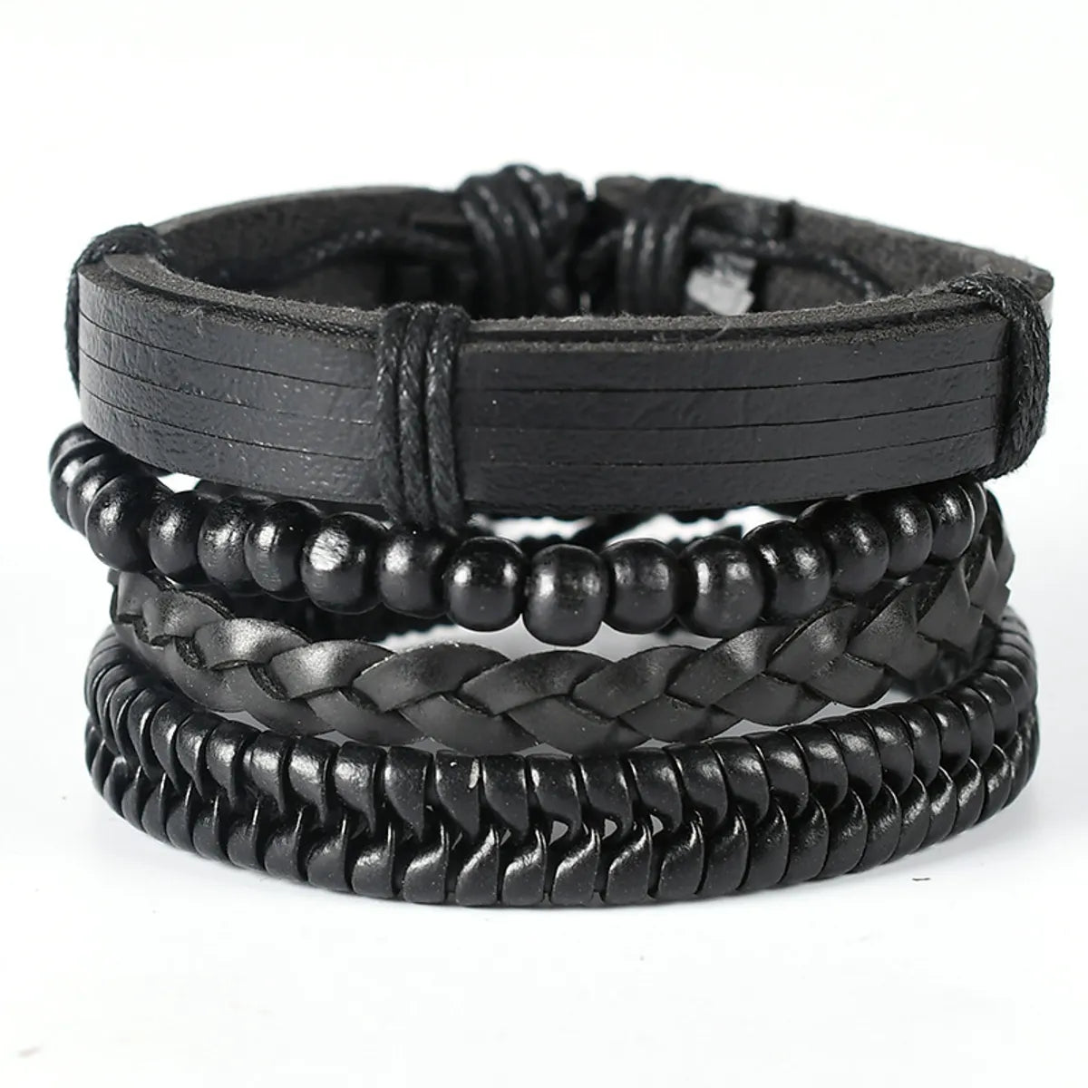 Retro Geometric Pu Leather Knitting Unisex Bracelets