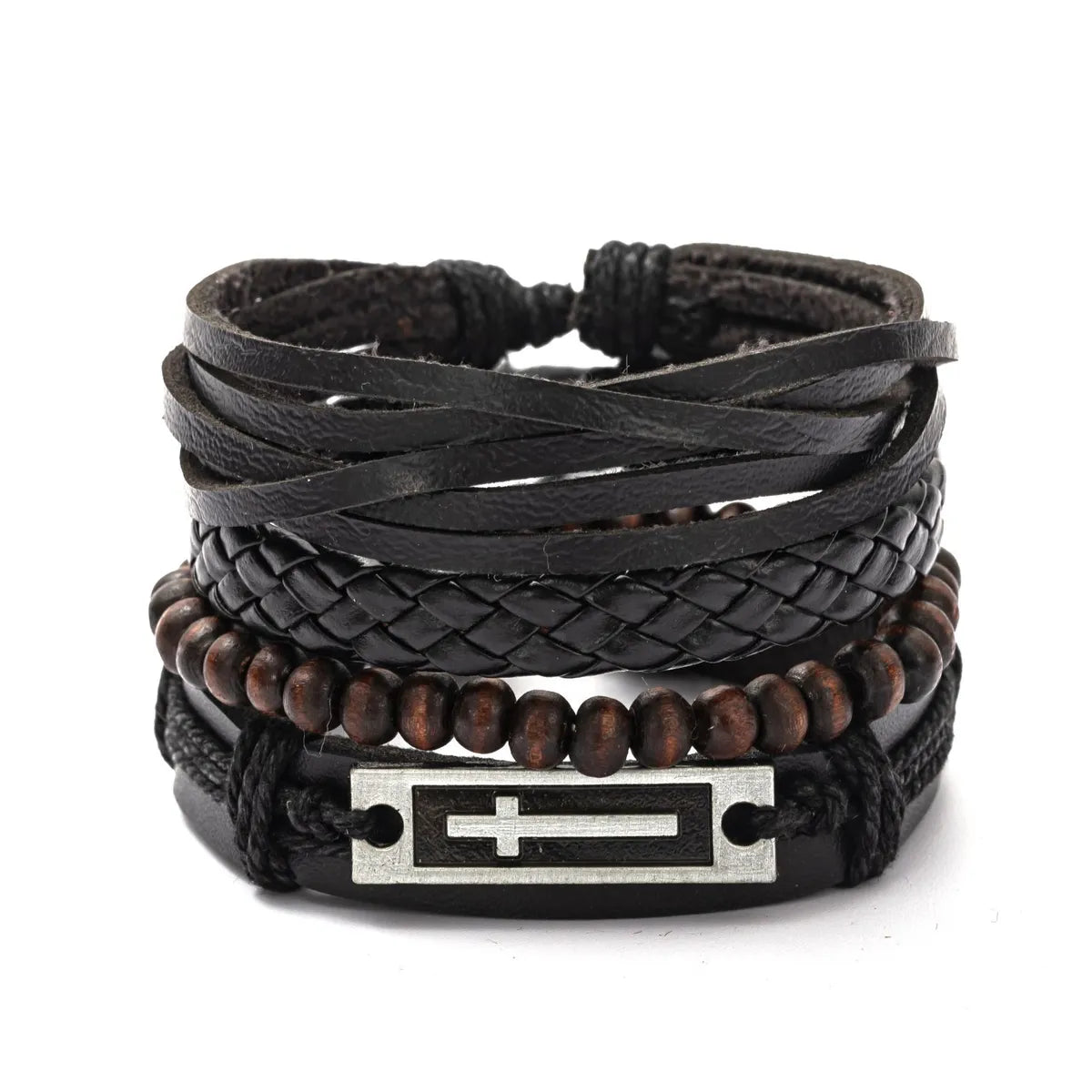 Retro Geometric Pu Leather Knitting Unisex Bracelets