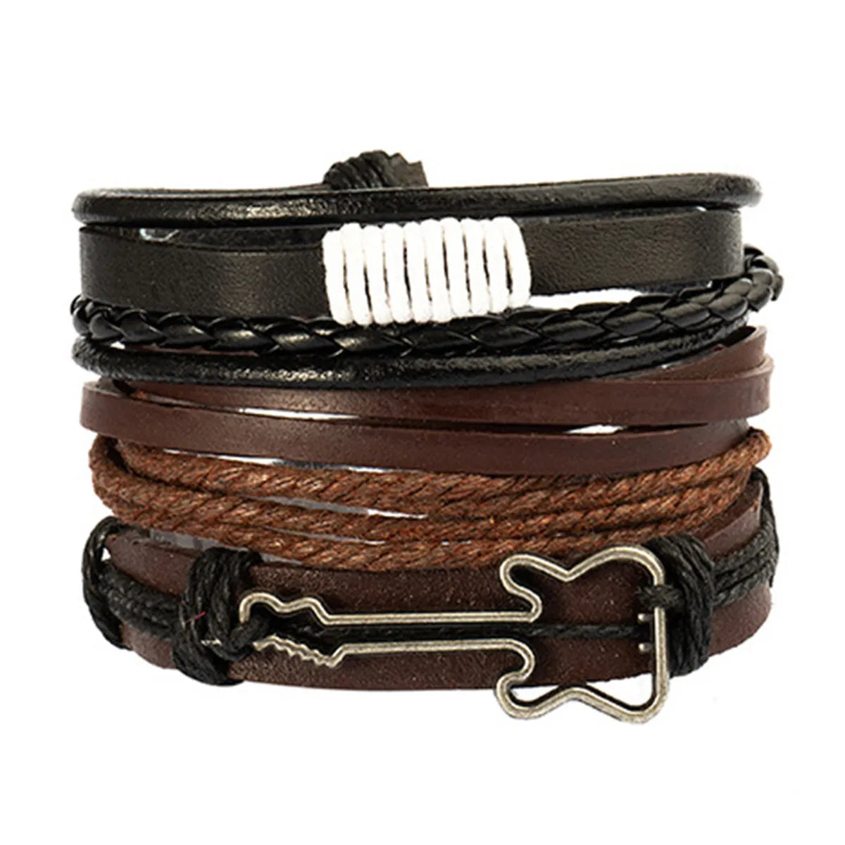 Retro Geometric Pu Leather Knitting Unisex Bracelets