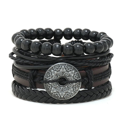 Retro Geometric Pu Leather Knitting Unisex Bracelets