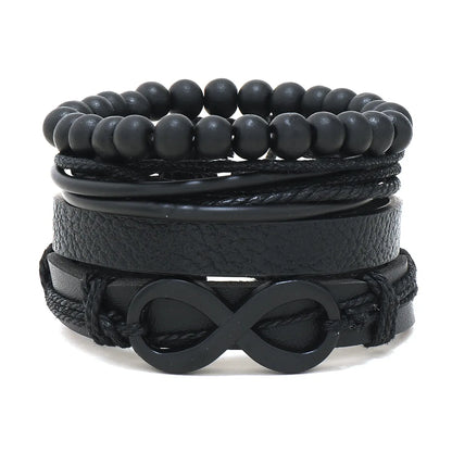 Retro Geometric Pu Leather Knitting Unisex Bracelets