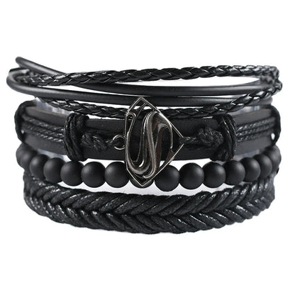 Retro Geometric Pu Leather Knitting Unisex Bracelets