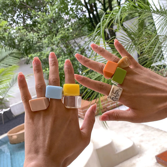 Retro Geometric Resin Irregular Women's Rings 1 Piece