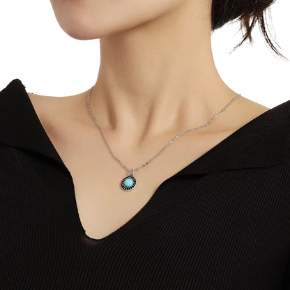 Retro Geometric Round Alloy Zinc Alloy Plating Inlay Turquoise Women's Pendant Necklace