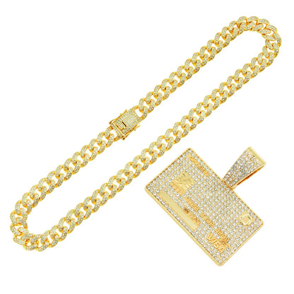 Retro Geometric Solid Color Alloy Inlay Rhinestones Men's Necklace 1 Piece