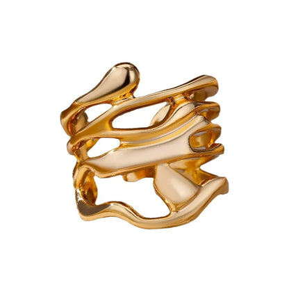 Retro Geometric Solid Color Metal Irregular Plating Women'S Open Rings