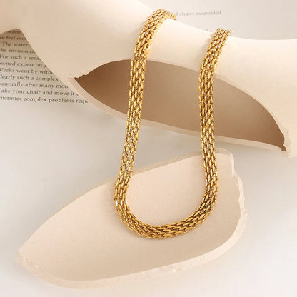 Wholesale Jewelry Retro Geometric Solid Color 304 Stainless Steel 18K Gold Plated Plating Necklace