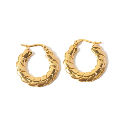 Retro Geometric Stainless Steel Gold Plated Earrings 1 Pair