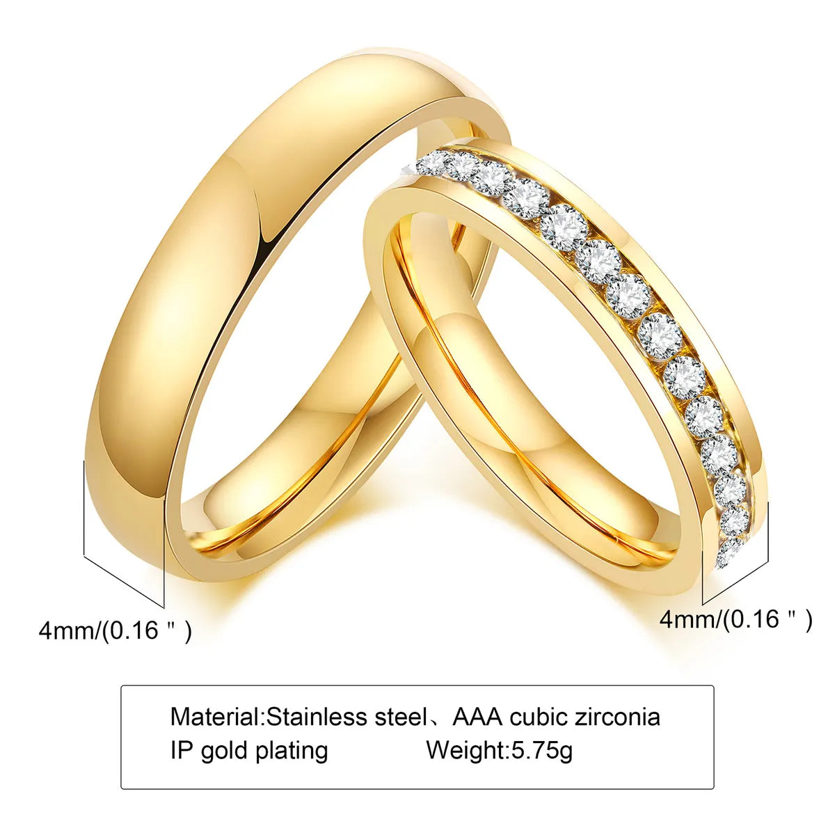 Retro Geometric Stainless Steel Inlay Zircon Rings 1 Piece