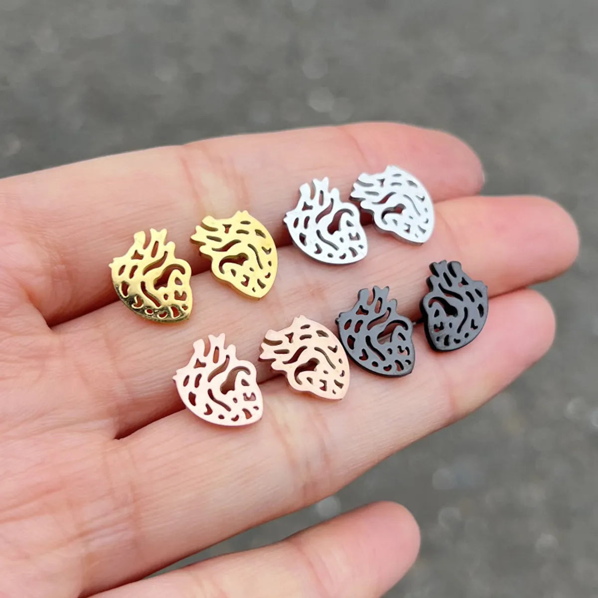 Retro Geometric Stainless Steel Irregular Ear Studs 1 Pair