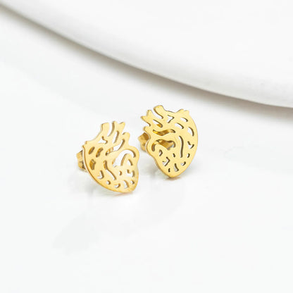 Retro Geometric Stainless Steel Irregular Ear Studs 1 Pair