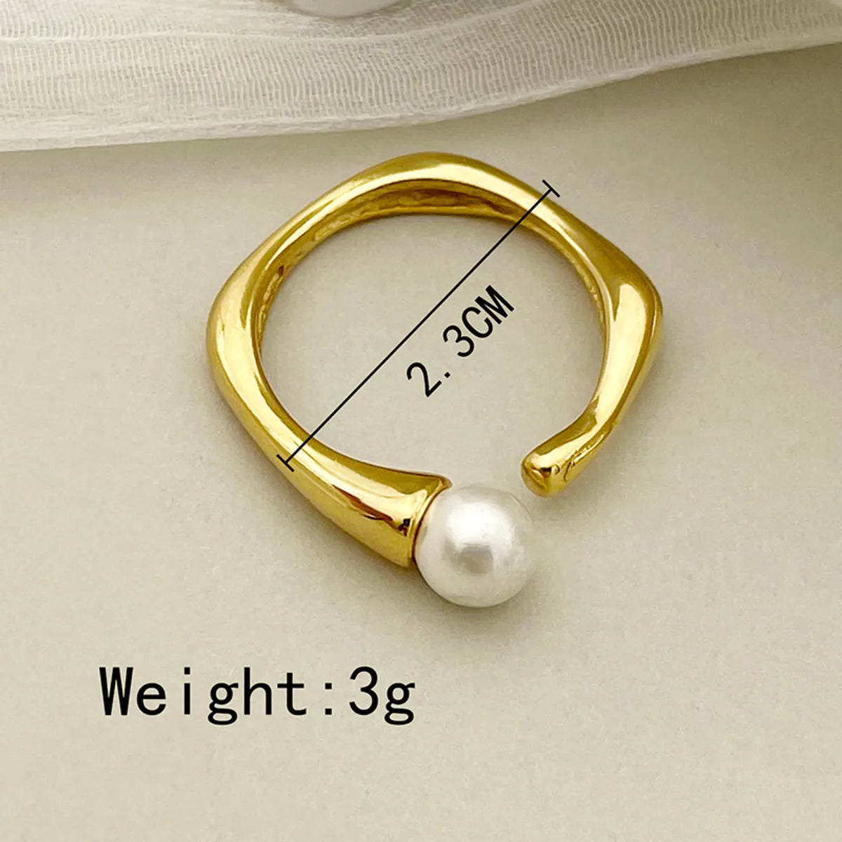 Retro Geometric Stainless Steel Pearl Rings 1 Piece