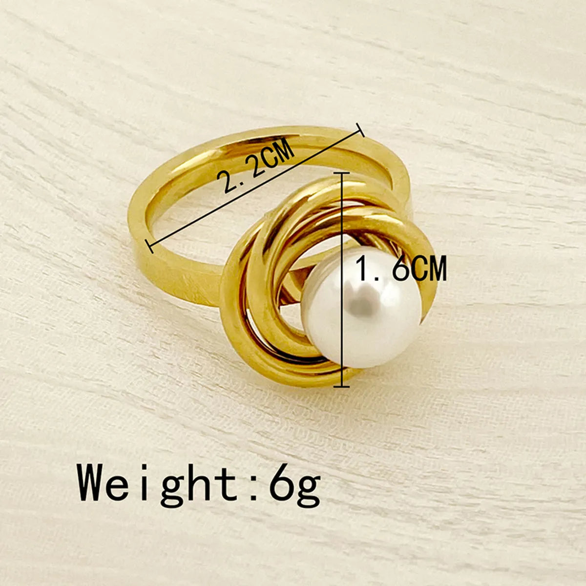 Retro Geometric Stainless Steel Pearl Rings 1 Piece